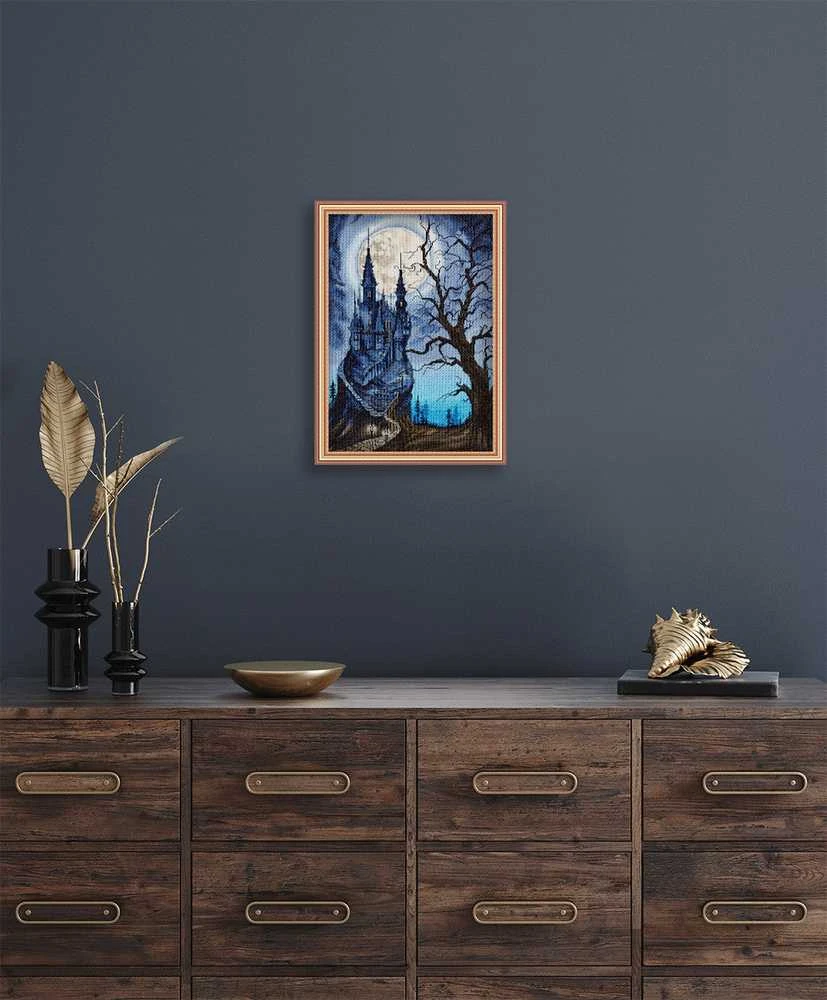 Panna Klart Kryželiu siuvinėjimo rinkinys „Niūri pilis“ 23×33 cm – rankdarbių mėgėjams