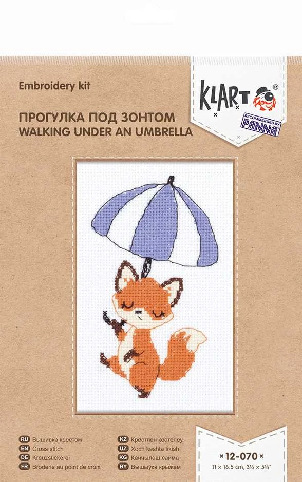 Panna Klart Kryželiu siuvinėjimo rinkinys „Po skėčiu“, 11 x 16,5 cm