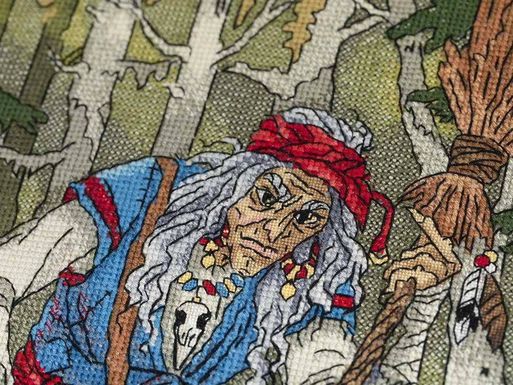 Panna Klart Kryželiu siuvinėjimo rinkinys „Baba Jaga“ (Slavų mitologija), 27×36,5 cm