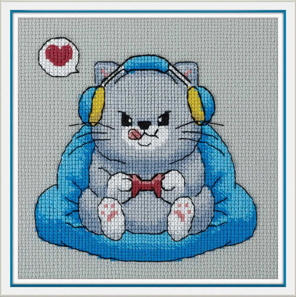 Panna Klart Kryželių siuvinėjimo rinkinys „Fluffy Gamer“, 15x15 cm – miela dovana
