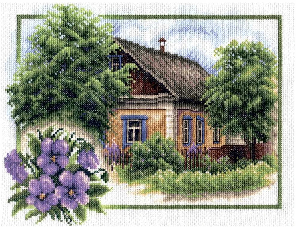 Panna Klart Kryželiu siuvinėjimo rinkinys „Vasara kaime“ su siūlais ir schema