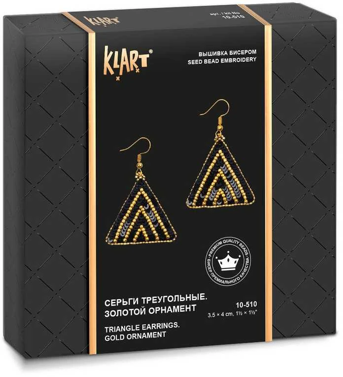 Panna Klart Mini biserio siuvinėjimo rinkinys „Auksiniai trikampiai auskarai“