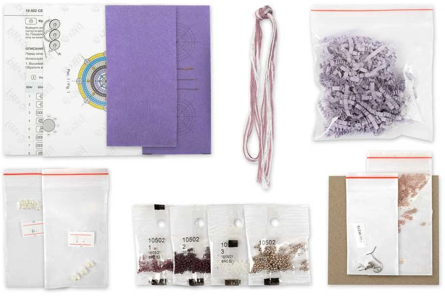 Panna Klart Mini karoliukų siuvinėjimo rinkinys auskarams „Violetiniai ratai“