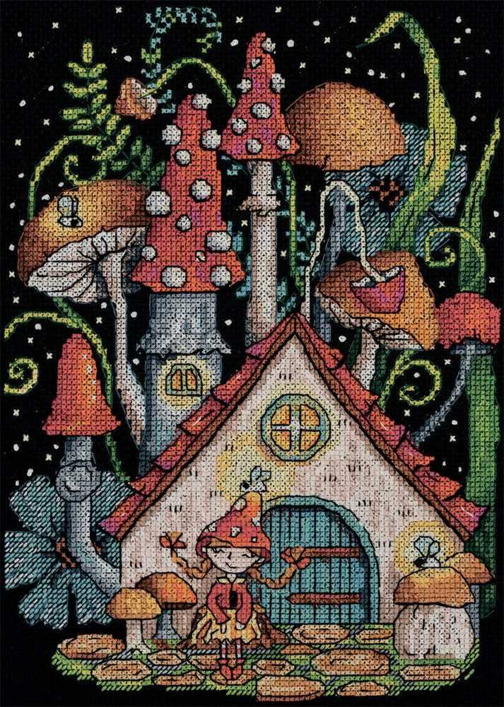 Panna Klart Siuvinėjimo kryželiu rinkinys PANNA „Grybų namelis“ 19x24,5 cm