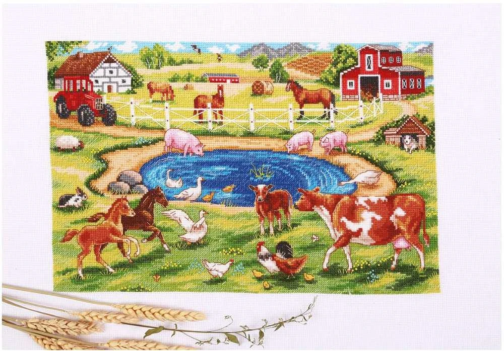 Panna Klart Siuvinėjimo kryželiu rinkinys PANNA „Rytas ūkyje“ 33,5x21,5 cm