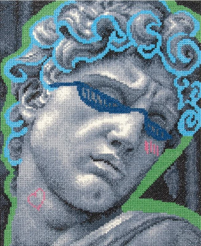 Panna Klart Siuvinėjimo kryželiu rinkinys „Dovydas“, 21x26 cm, tirpi drobė