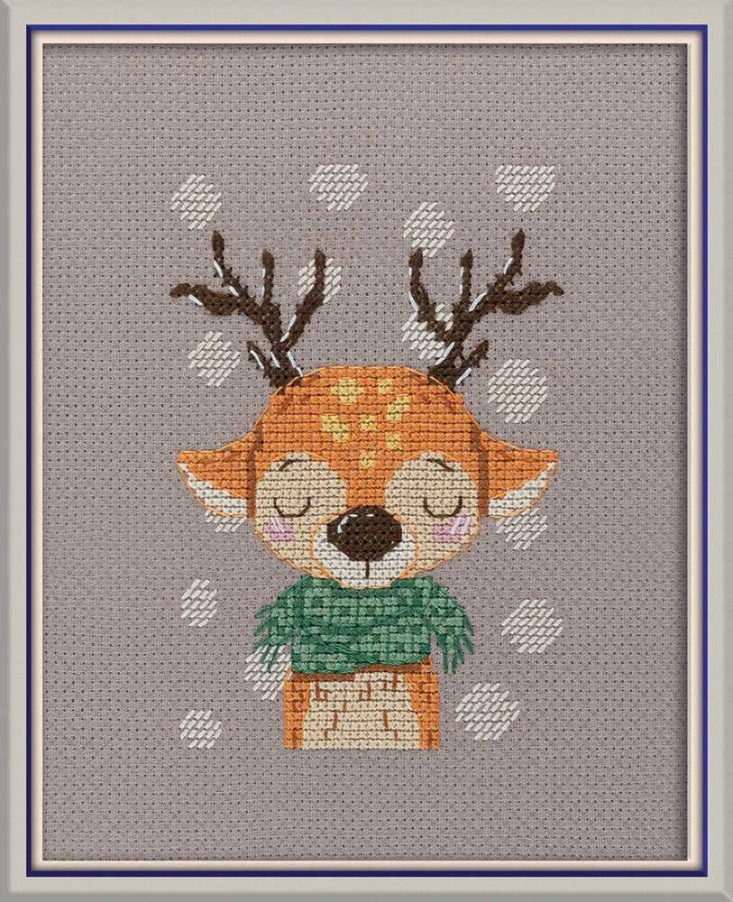 Panna Klart Siuvinėjimo kryželiu rinkinys KLART „Elnis su šaliku“, 11,5x11,5 cm