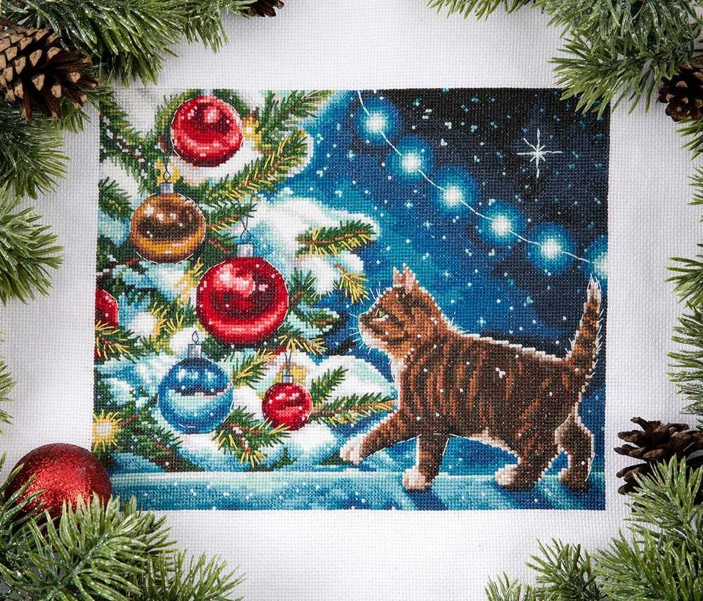 Panna Klart Siuvinėjimo rinkinys kryželiu „Žaismingas kačiukas“, 25×19,5 cm