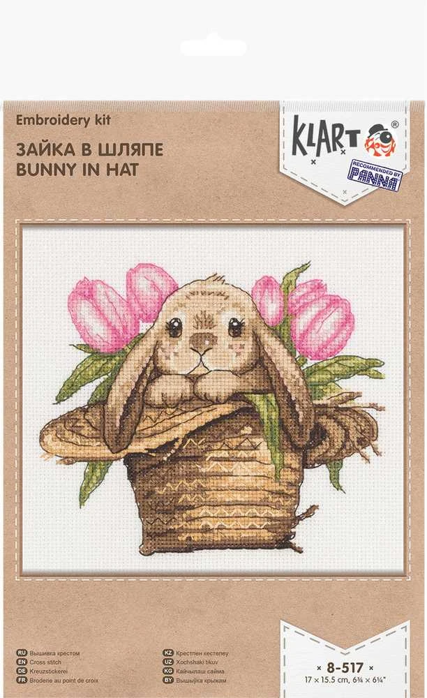 Panna Klart Žavingas kryželiu siuvinėjimo rinkinys „Zuikis su skrybėle“