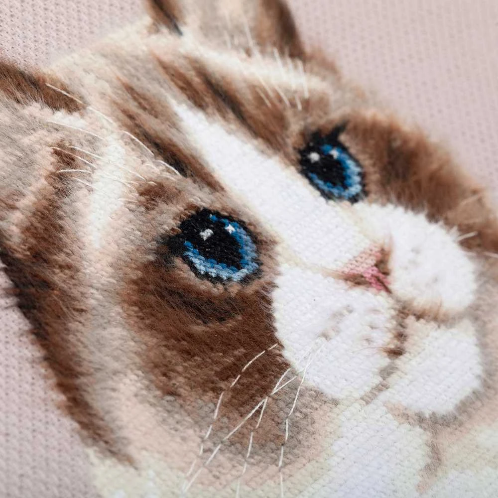 Panna Klart Žavingas kryželiu siuvinėjimo rinkinys „Ragdoll“ katė, 19.5×24.5 cm