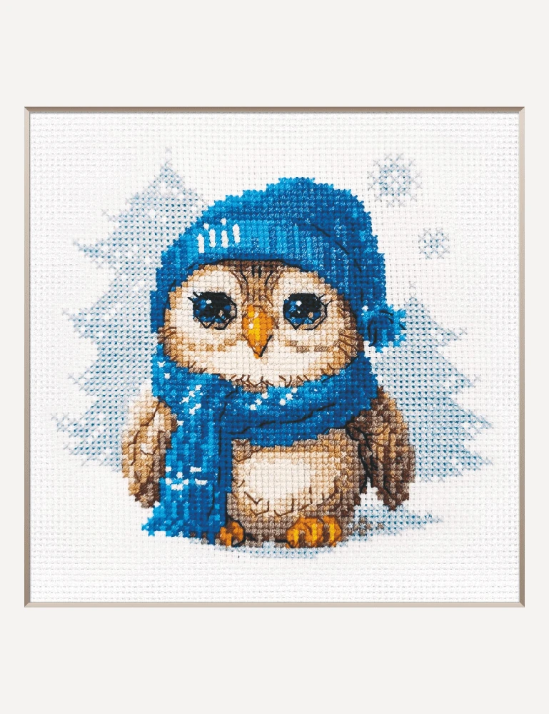 Riolis Kryželiu siuvinėjimo rinkinys „Mieloji pelėda“ 15x15 cm SRA1019