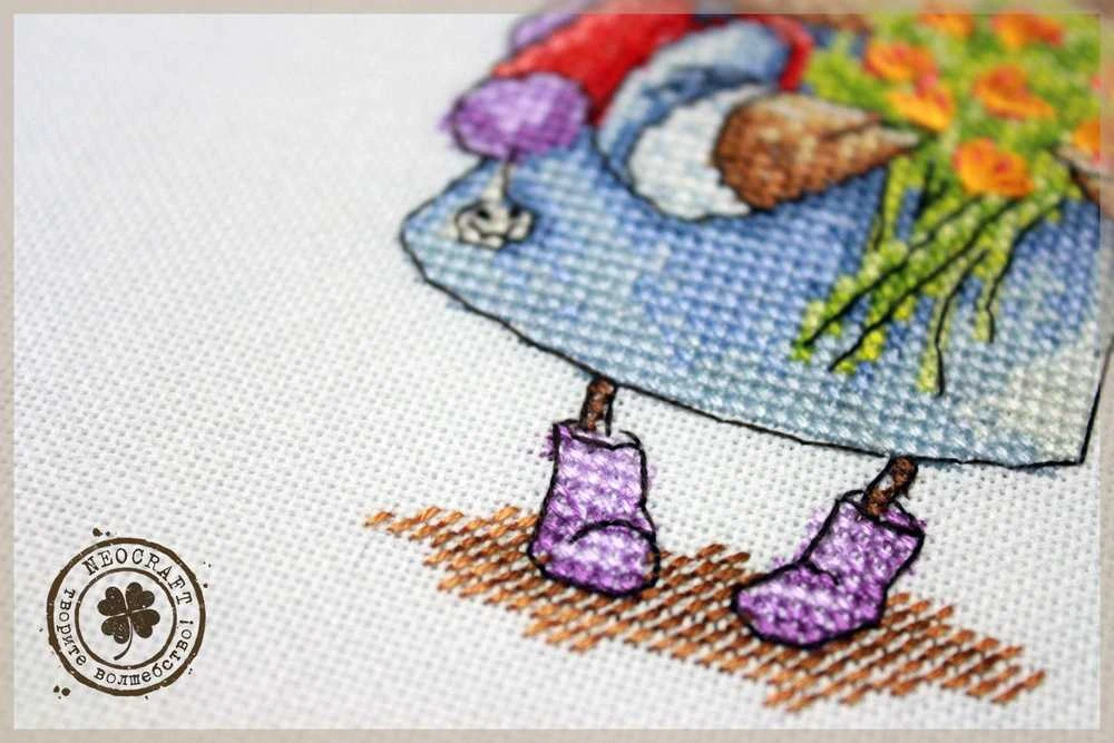 Pelėda su gėlėmis – Siuvinėjimo kryželiu rinkinys NeoCraft 9x15 cm