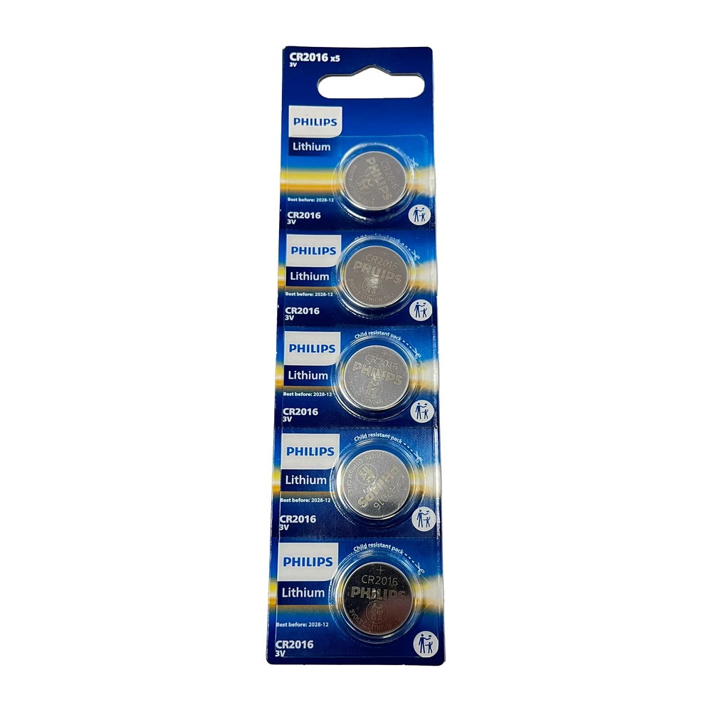 Philips CR2016 ličio mygtukinės baterijos, 5 vnt. rinkinys