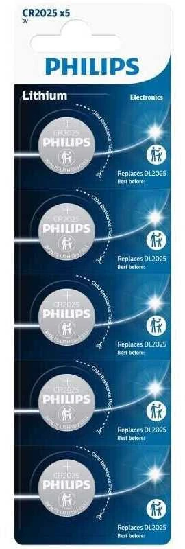 Philips CR2025 ličio baterijų rinkinys, 5 vnt.