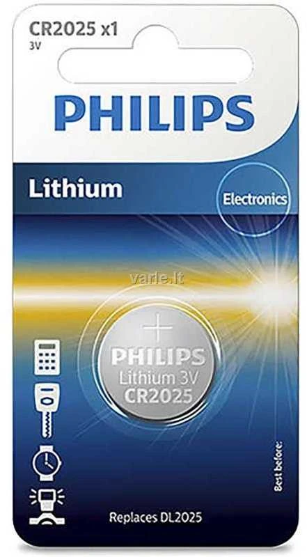 PHILIPS CR2025/01B Baterija Lithium CR2025 3V PHILIPS CR2025 3V 1 PC. Blister