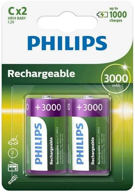 Philips HR14 C įkraunamos 3000 mAh baterijos, 2 vnt.