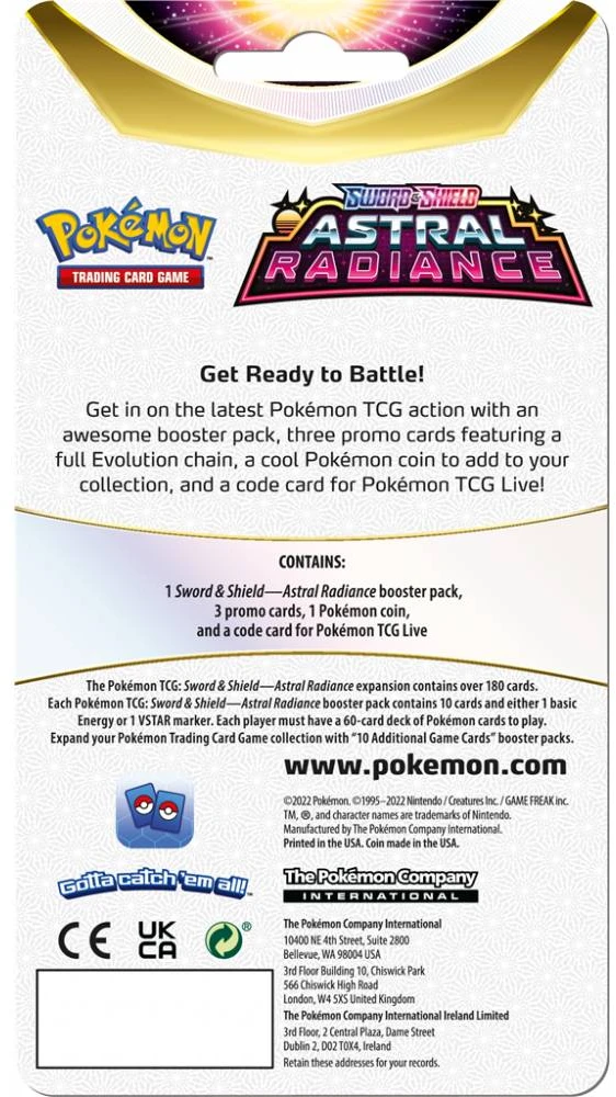 Kolekcionuojamos Kortelės - Pokémon TCG: Sword & Shield: Swampert Astral Radiance Checklane Premium Su 1 Booster Paketu, 3 Promo Kortelėmis, Moneta, Kodo Kortele, Hisui Region