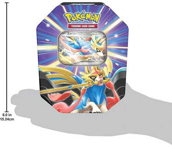 Pokémon Scarlet & Violet Zacian ex skardinė dėžutė – 4 booster pakeliai