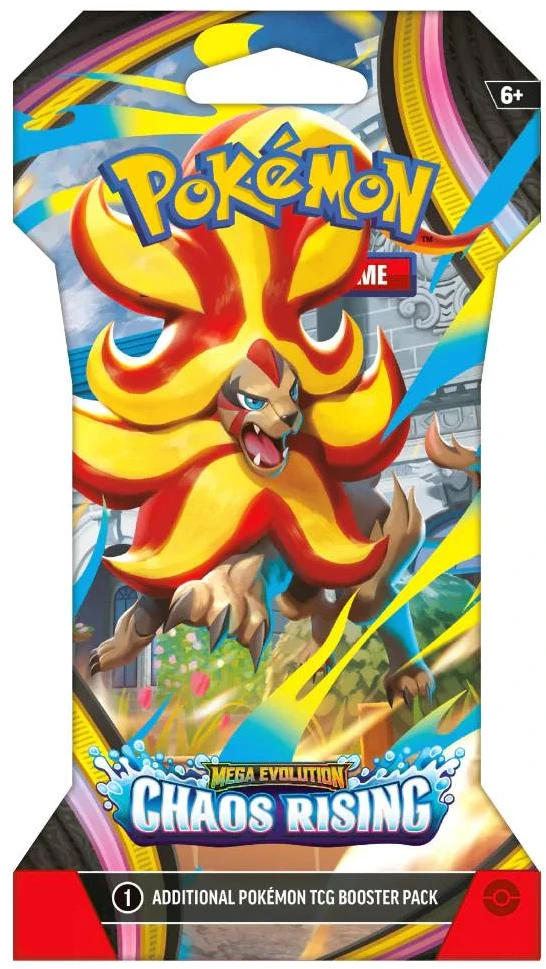 Pokémon TCG Chaos Rising Mega Evolution papildymo pakelis su įdėklu (10 kortų)