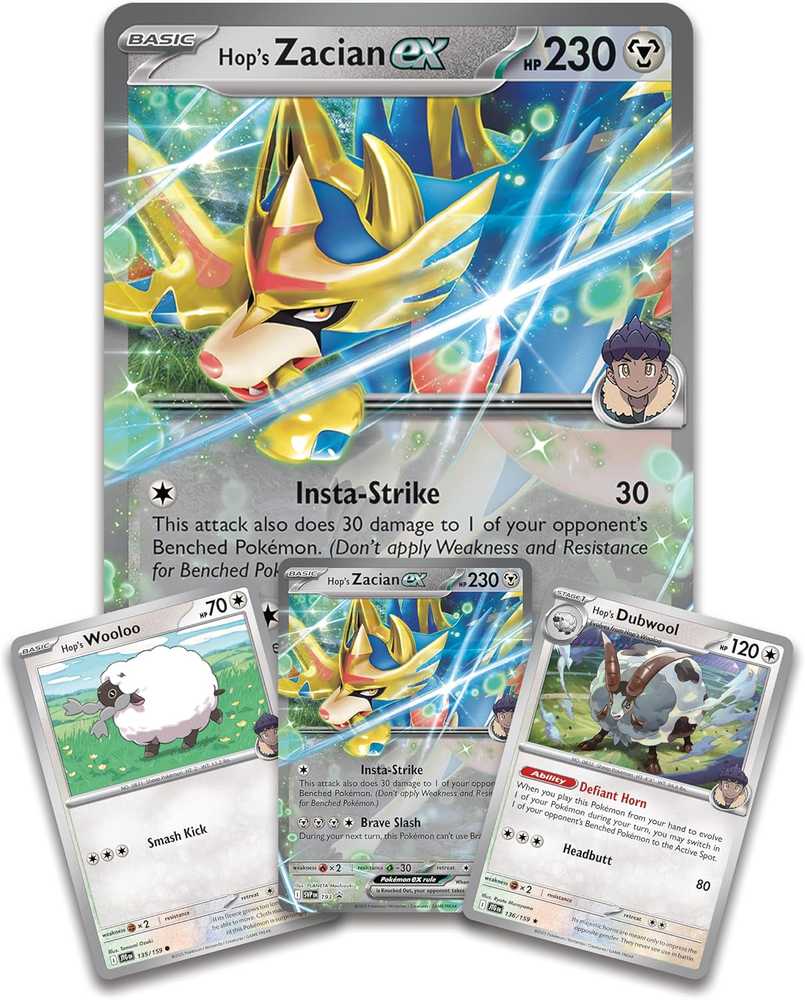 Pokémon TCG Hop'o Zacian ex dėžė (anglų) – promo korta, 4 pakeliai