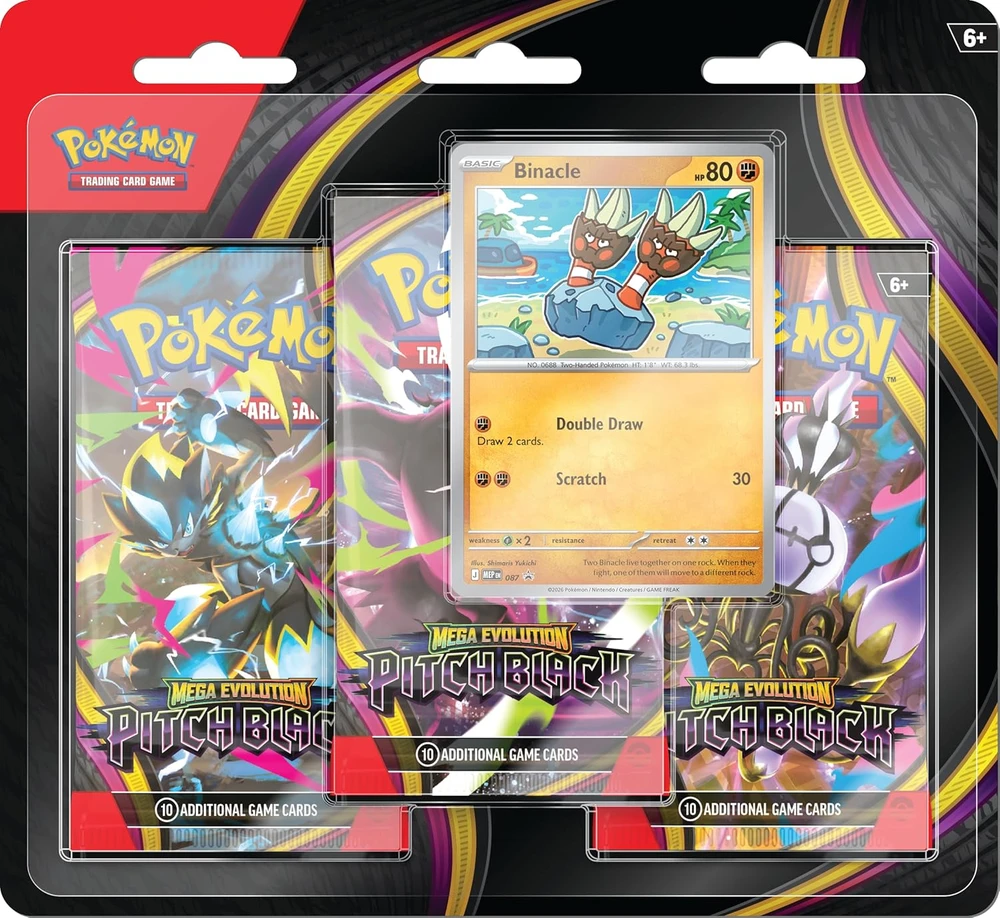 Pokémon TCG Mega Evolution Pitch Juodas 3 pakelių blisteris Binacle