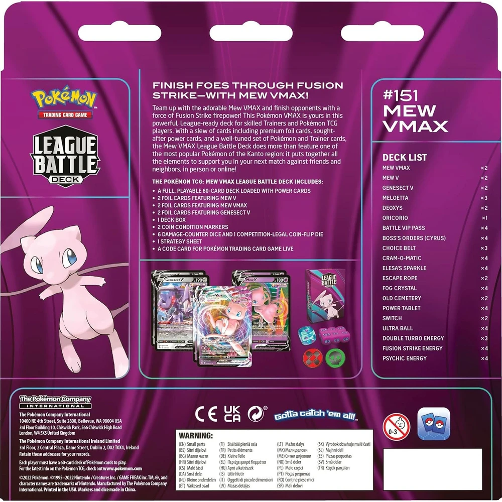 Pokémon TCG Mew VMAX League Battle – paruošta 60 kortų kaladė