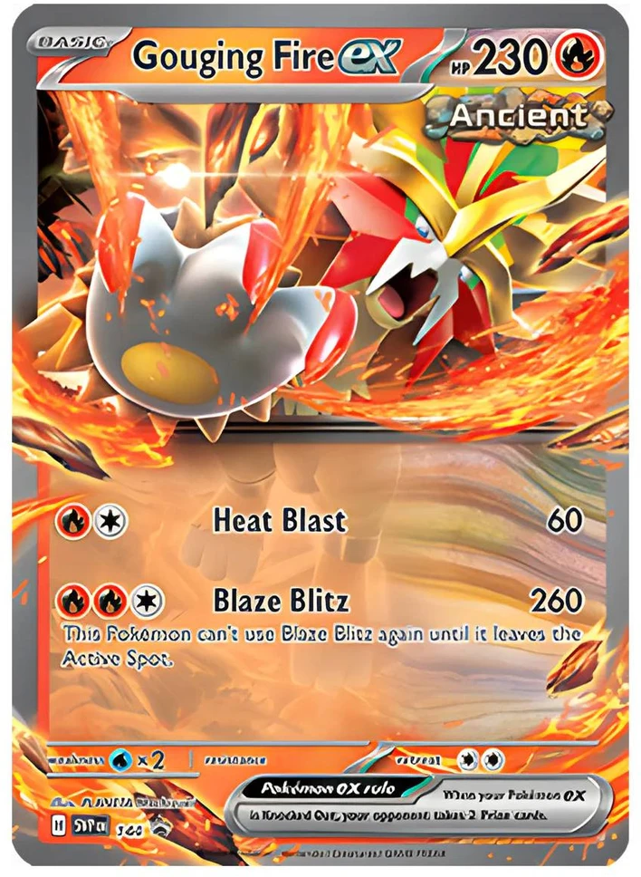 Prekybos kortų žaidimo kolekcija - Pokémon TCG: Paradox Destinies Gouging Fire Ex Collection Metal Box