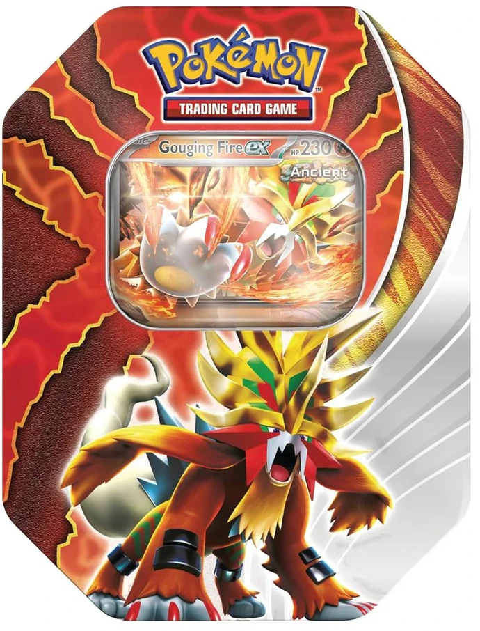 Prekybos kortų žaidimo kolekcija - Pokémon TCG: Paradox Destinies Gouging Fire Ex Collection Metal Box