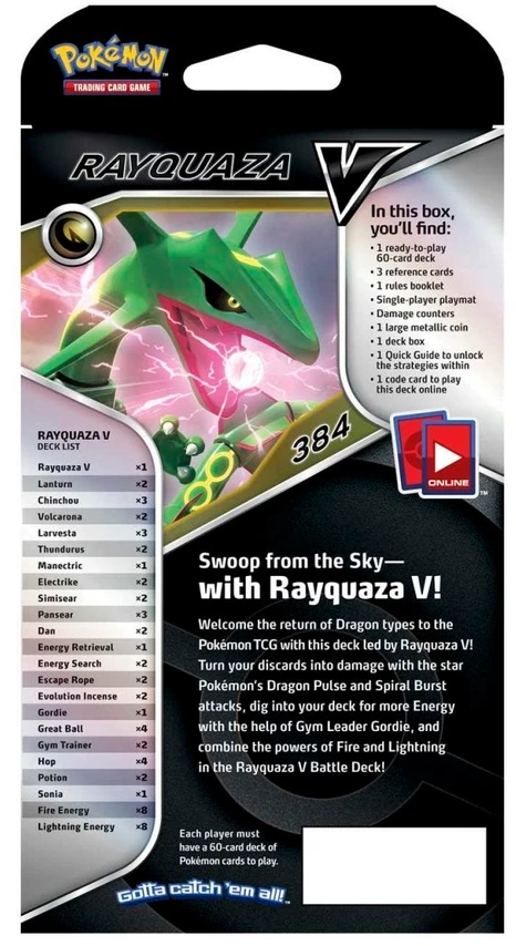 Kolekcionuojamos Kortelės - Pokémon TCG: V Battle Deck Rayquaza V 60-Card Deck