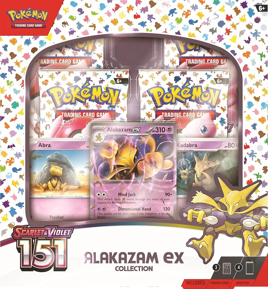 Prekybos Kortelių Rinkinys - Pokémon TCG: Scarlet & Violet 151 Alakazam Ex Box Set With 4 Booster Packs And Code Card Multicolor