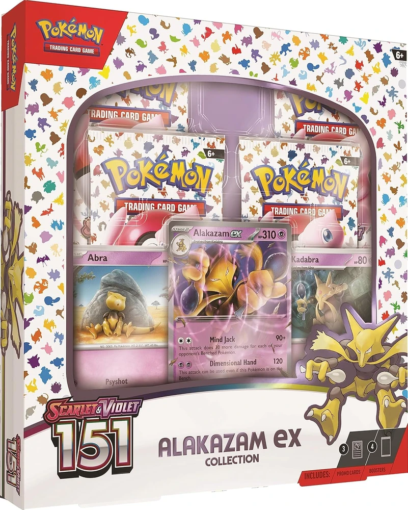 Prekybos Kortelių Rinkinys - Pokémon TCG: Scarlet & Violet 151 Alakazam Ex Box Set With 4 Booster Packs And Code Card Multicolor