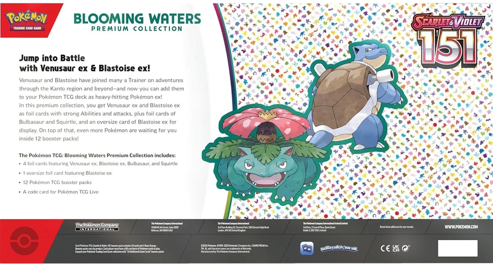 Kolekcionuojamos Kortelės - Pokémon Scarlet & Violet 151 Blooming Waters Premium Collection, 12 Booster Packs
