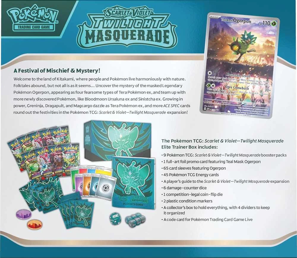 „The Pokemon Pokemon TCG“ – „Scarlet & Violet 6 Twilight Masquerade Elite Trainer Box“