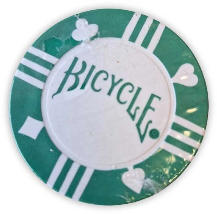 Pokerio žetonai Bicycle, 20 vnt., žali, moliu užpildyti 8 g