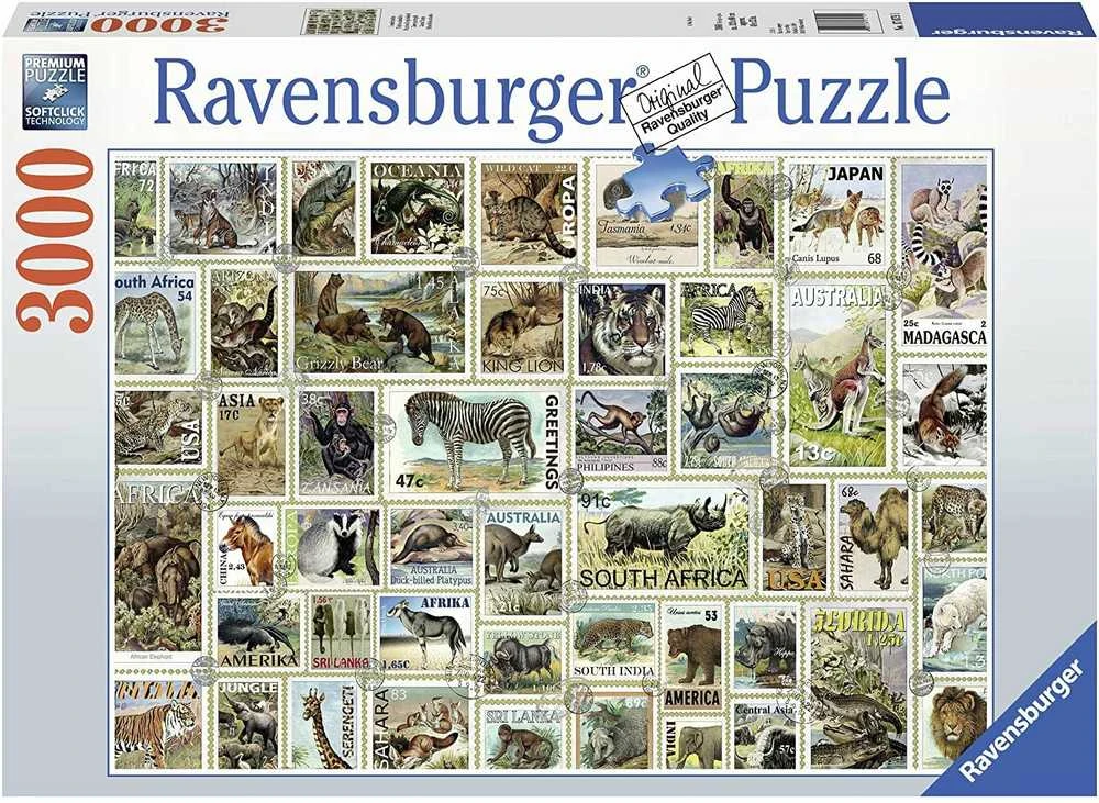 Ravensburger Dėlionė 3000 vnt. - Gyvūnų pašto ženklai