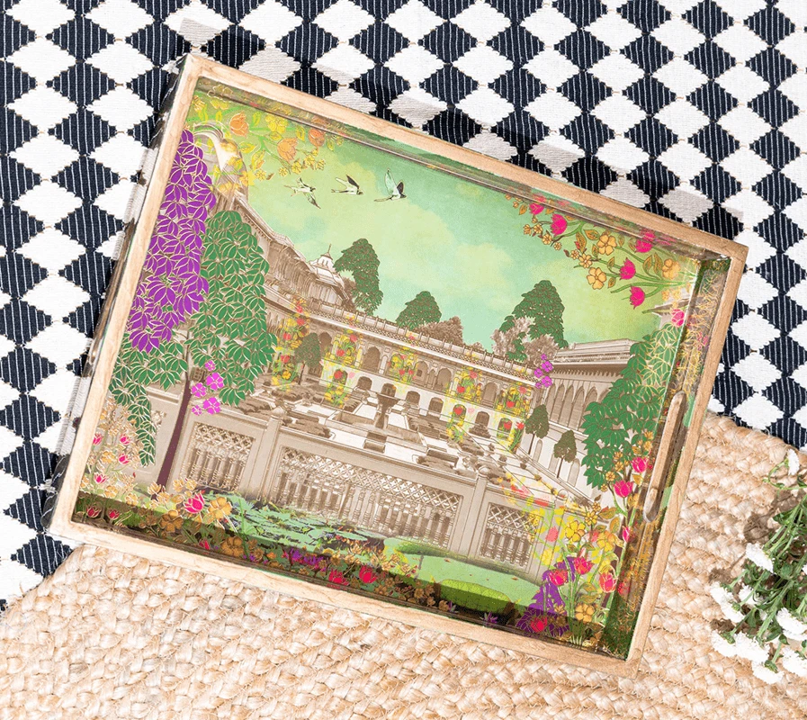 Primela Rankų darbo padėklas Didybė, žalias, 30,6 x 20,3 x 5 cm