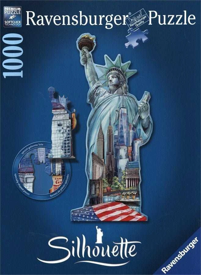 Puzzle 1000 Silhouette Libery Statue - RAVENSBURGER dėlionė