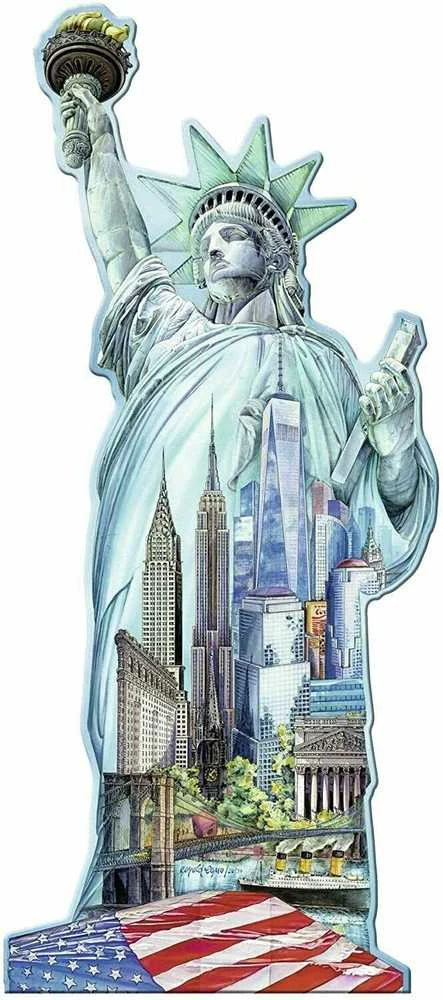 Puzzle 1000 Silhouette Libery Statue - RAVENSBURGER dėlionė