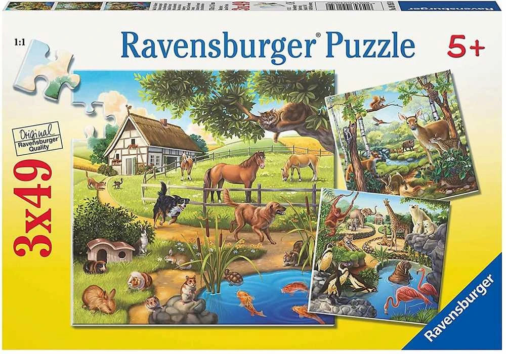 Ravensburger Dėlionė 3x49 vnt. - Gyvūnai