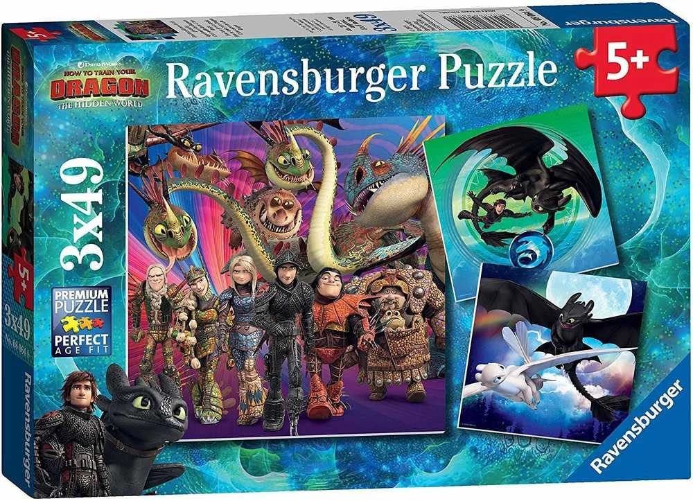 Ravensburger Dėlionė 3x49 vnt. - Kaip prisijaukinti slibiną 3