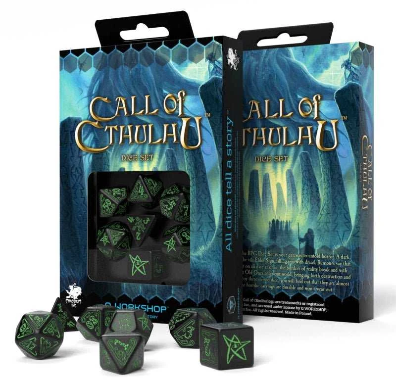 Q Workshop Call Of Cthulhu Kauliukų Rinkinys Juodos Ir Žalios Spalvos