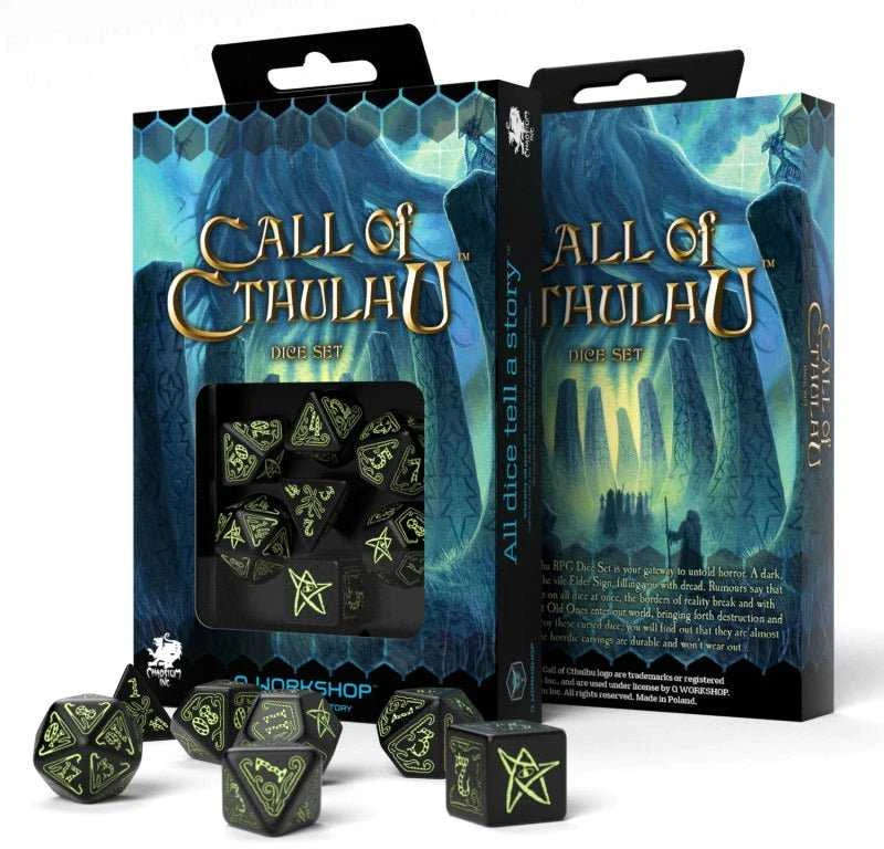 Q Workshop Call Of Cthulhu Kauliukų Rinkinys Juodos Ir Fluorescencinės Spalvos