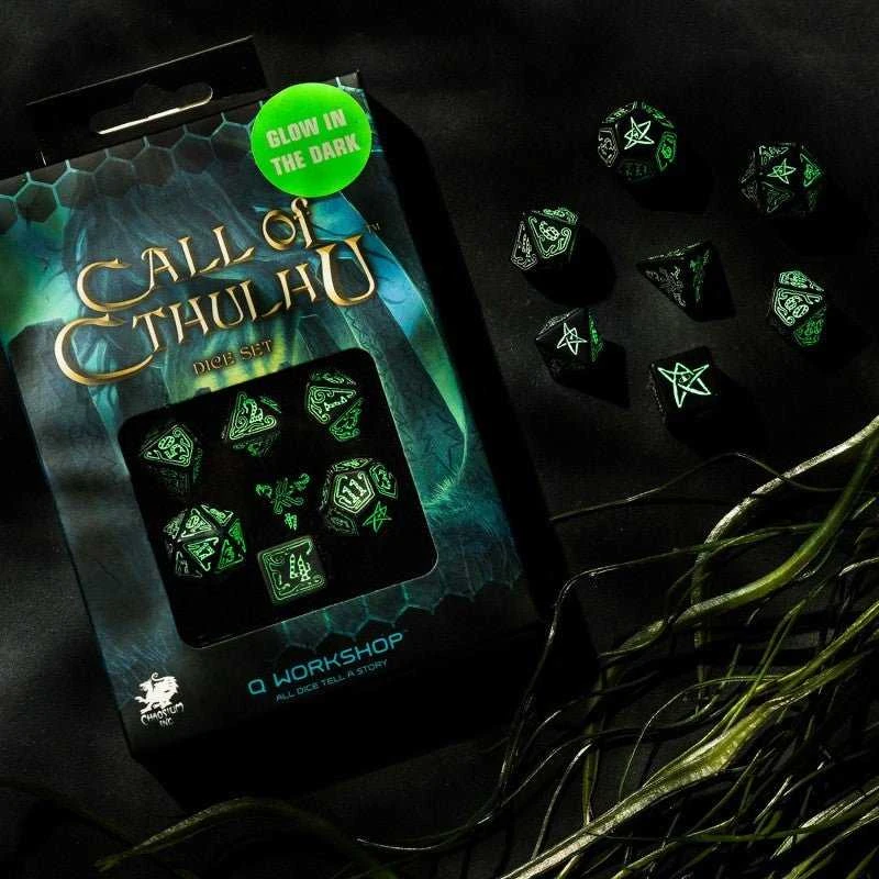 Q Workshop Call Of Cthulhu Kauliukų Rinkinys Juodos Ir Fluorescencinės Spalvos