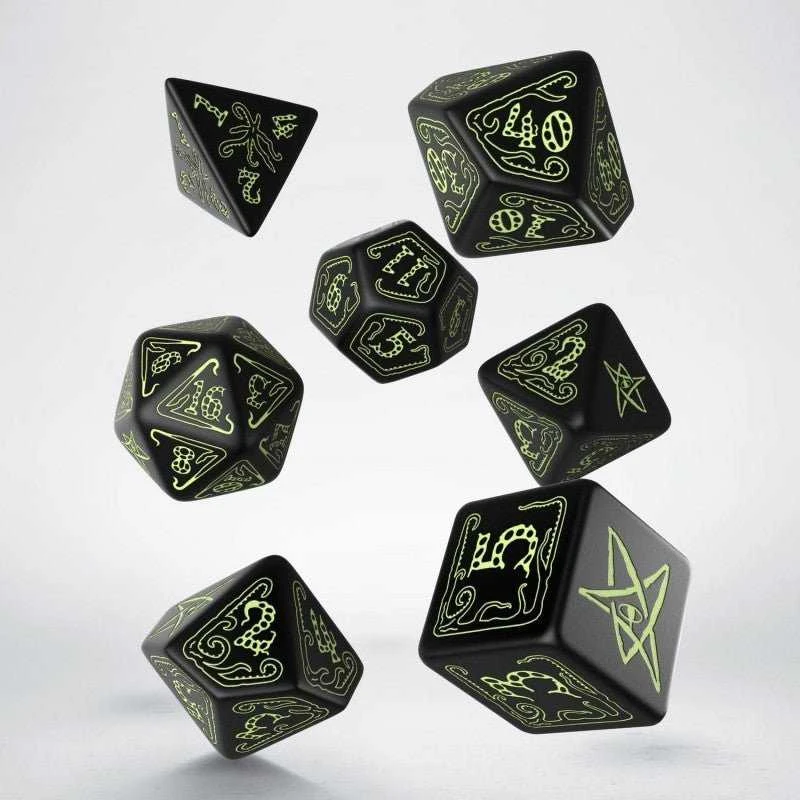 Q Workshop Call Of Cthulhu Kauliukų Rinkinys Juodos Ir Fluorescencinės Spalvos