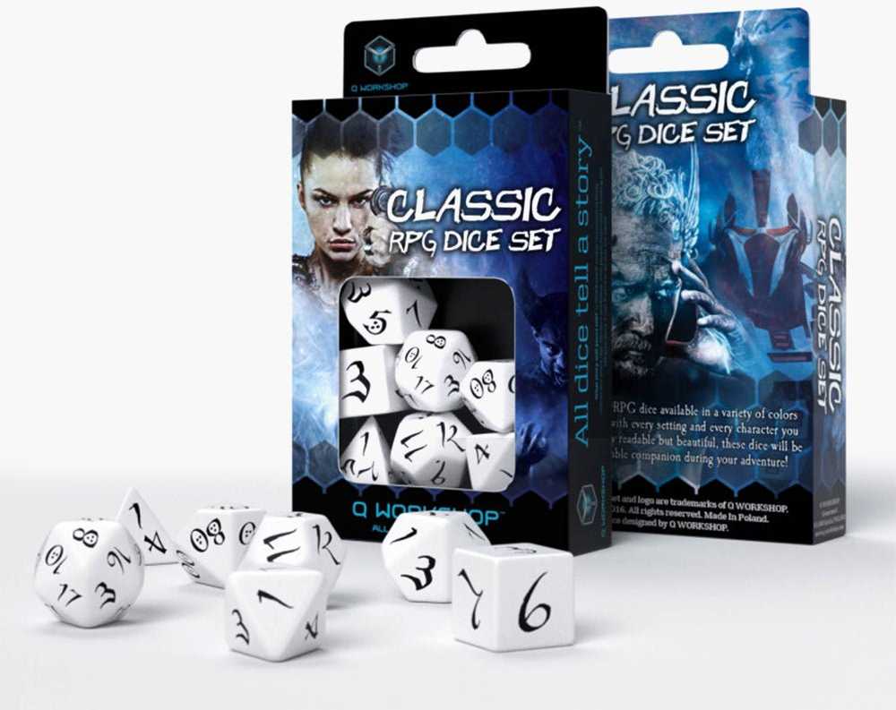 Q Workshop Classic Rpg Kauliukų Rinkinys Baltos Ir Juodos