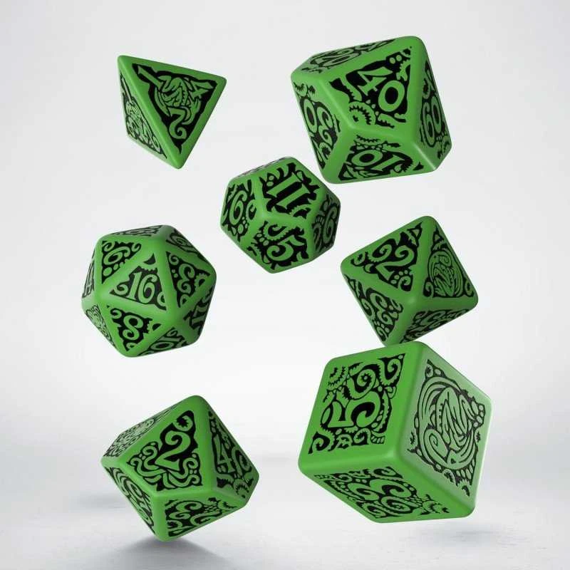 Q Workshop COC The Outer Gods Cthulhu Kauliukų Rinkinys Žalios Ir Juodos Spalvos