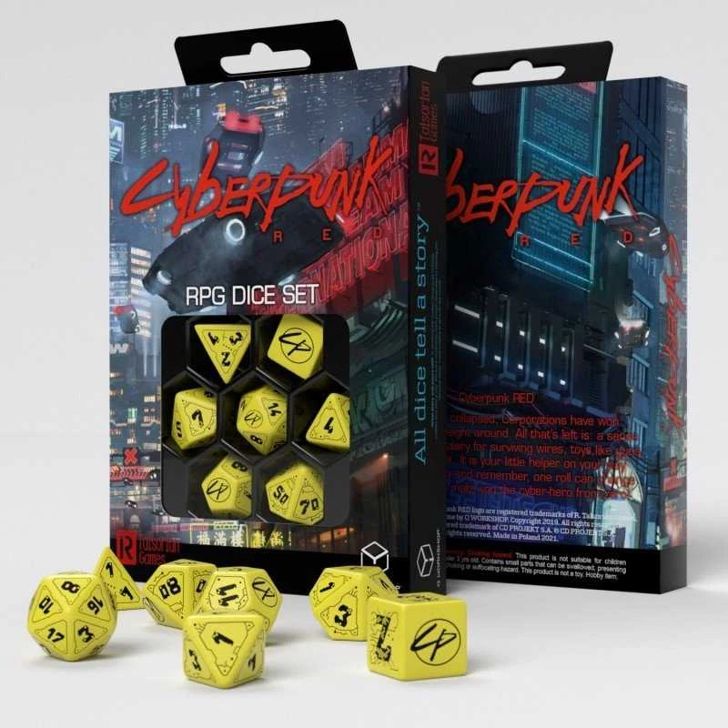 Q Workshop Cyberpunk Raudona RPG Danger Zone Kauliukų Rinkinys Geltonos Ir Juodos Sp
