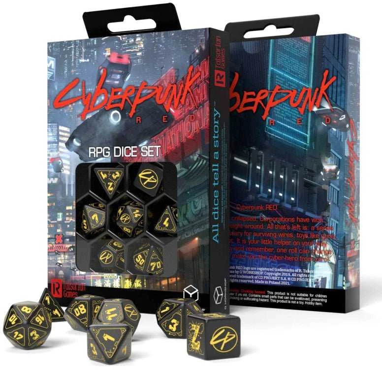 Dėlionė Q Workshop Cyberpunk Raudona Rpg Kauliukų Rinkinys Juodos Ir Geltonos Spalvos