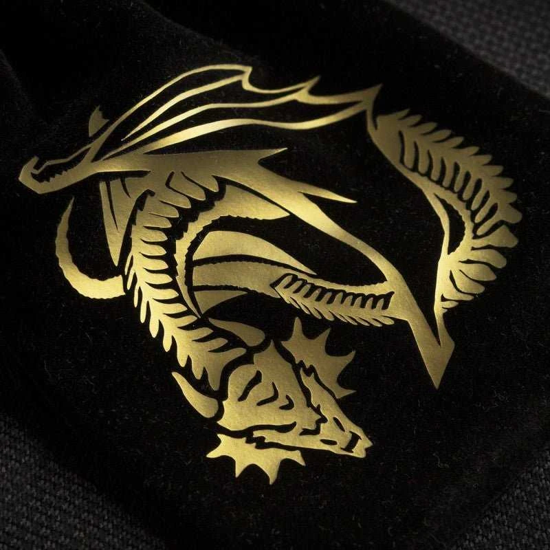 Q Workshop Dragon Velour Kauliukų Maišelis Juodos Ir Auksinės Spalvos