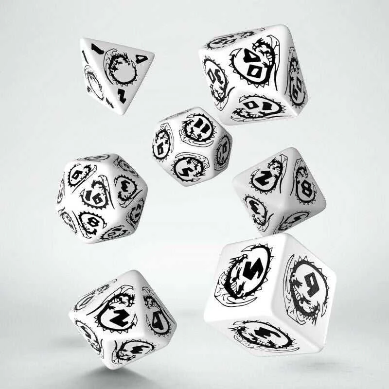 Q Workshop Dragons Rpg Kauliukų Rinkinys Baltos Ir Juodos Spalvos